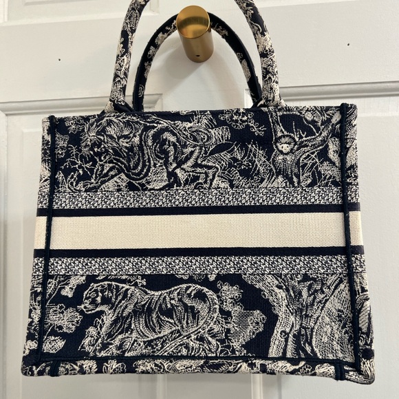 CHRISTIAN DIOR Canvas Embroidered Small Book Tote Blue - Picture 8 of 13